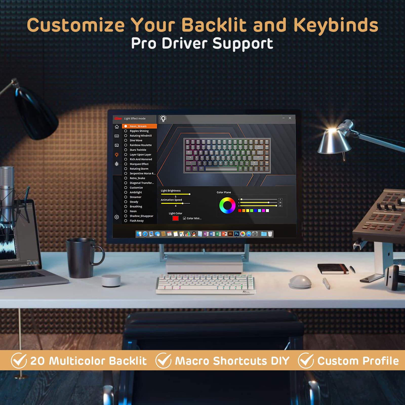 RK Royal Kludge RK84 Wired RGB 75 Percent Hot Swappable Mechanical Keyboard Tenkeyless TKL Gaming Keyboard with Programmable Software and RK Red Switch - View 5 of 9