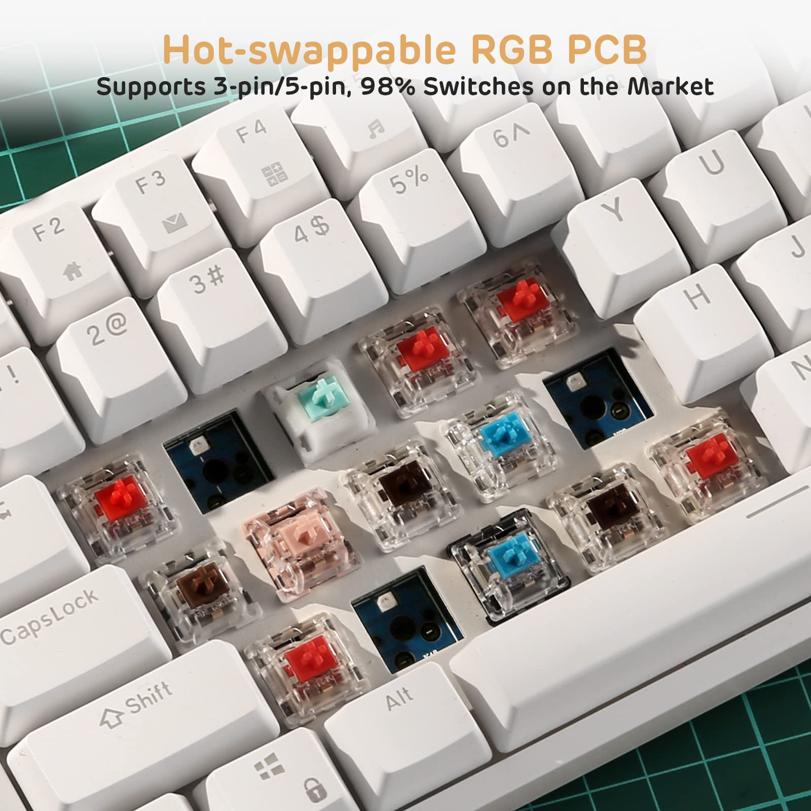 RK ROYAL KLUDGE RK84 Wired RGB 75% Hot Swappable Mechanical Keyboard, 84 Keys Tenkeyless TKL Gaming Keyboard w Programmable Software, RK Brown Switch - View 3 of 9