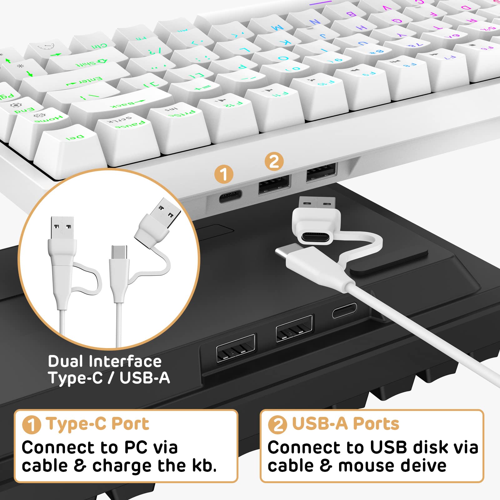 RK ROYAL KLUDGE RK84 Wired RGB 75% Hot Swappable Mechanical Keyboard, 84 Keys Tenkeyless TKL Gaming Keyboard w Programmable Software, RK Brown Switch - View 4 of 9