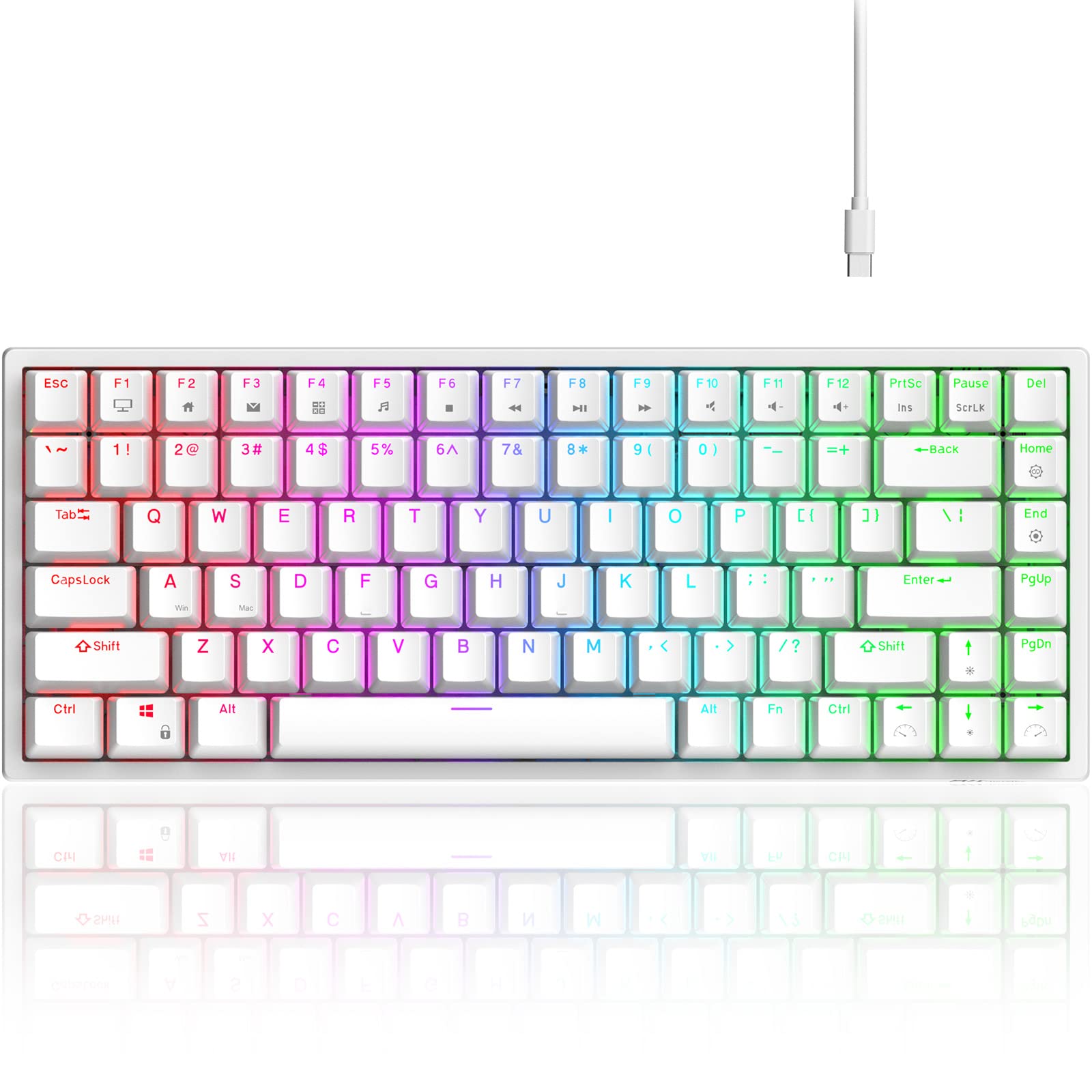 RK ROYAL KLUDGE RK84 Wired RGB 75% Hot Swappable Mechanical Keyboard, 84 Keys Tenkeyless TKL Gaming Keyboard w Programmable Software, RK Brown Switch