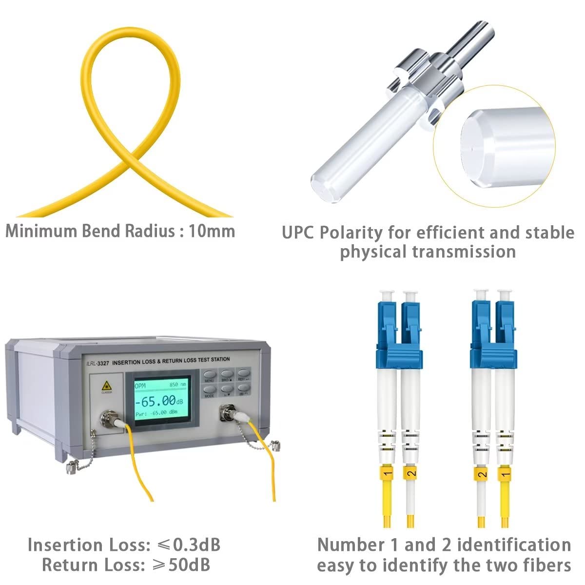 5m(15ft) Single Mode Fiber Patch Cables OS2 LC to LC, Options 7inch~1000ft, Fiber Optic Cable 10G SMF LSZH Duplex 9 125?m OD 2.0mm (5pack), - View 5 of 7