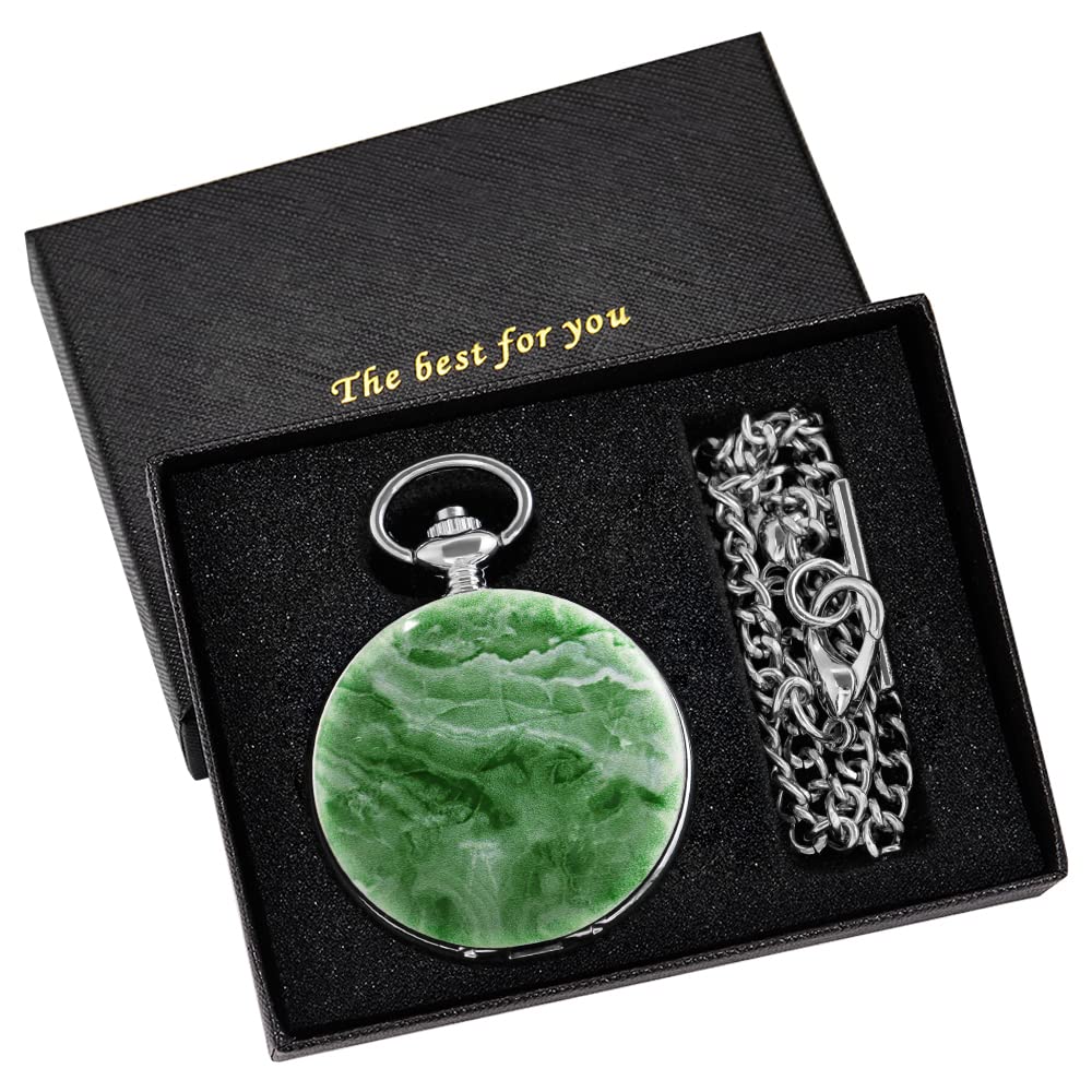 Whodoit Whodoit Retro Classical Green Flower Mechanical Pocket Watch Roman Digital Dial for Men - View 2 of 8