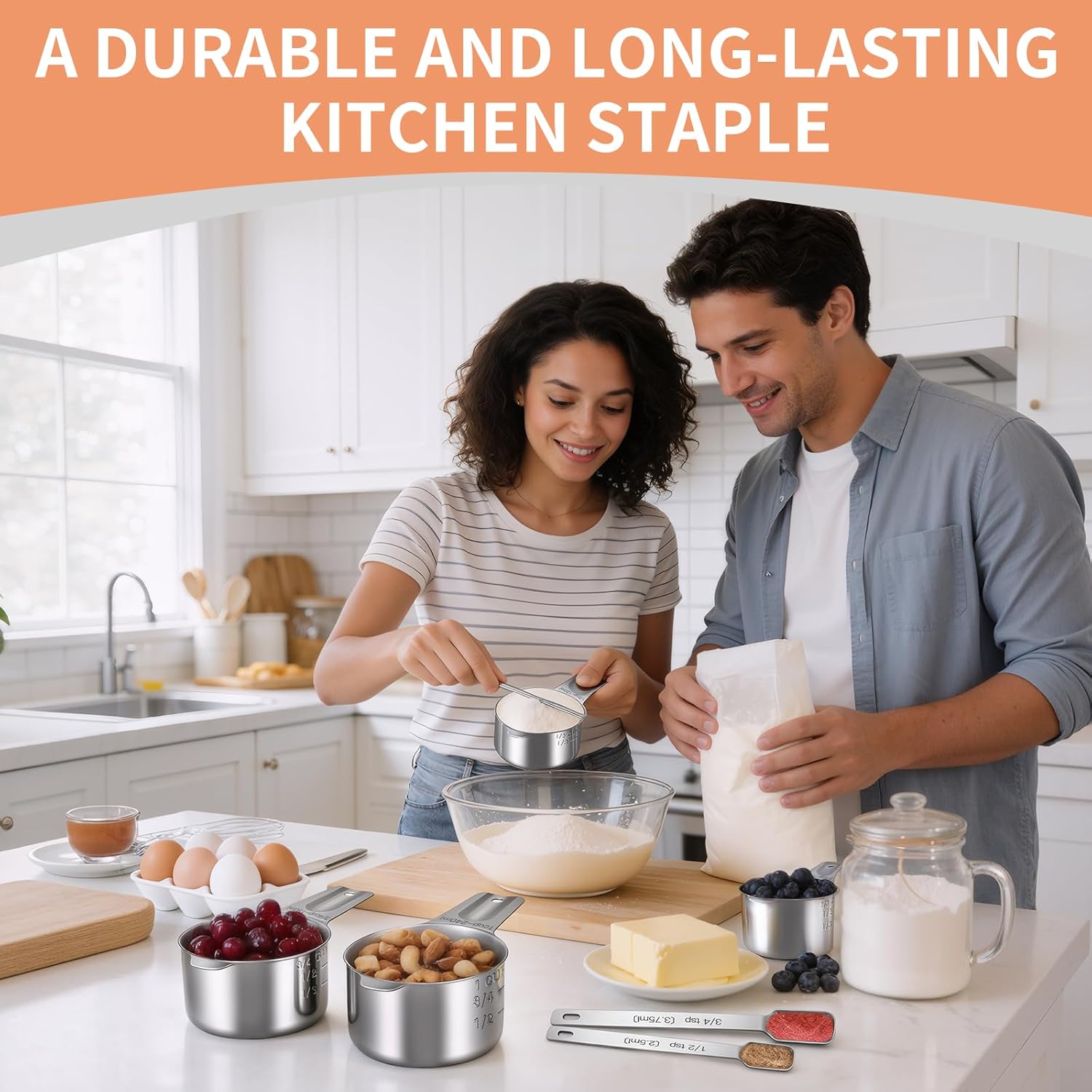 EWFEN Measuring Cups and Spoons Set of 20 Stainless Steel Nesting Cups and Spoons for Cooking and Baking with Leveler and Mini Spoons - View 9 of 9