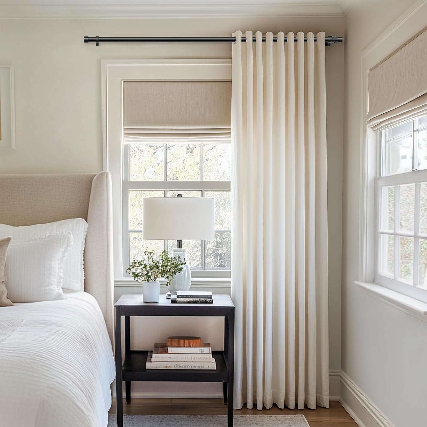 zeerobee Zeerobee Black Heavy Duty Curtain Rods 32 to 72 Inches Adjustable Length Modern Drapery Pole for Windows - View 2 of 9