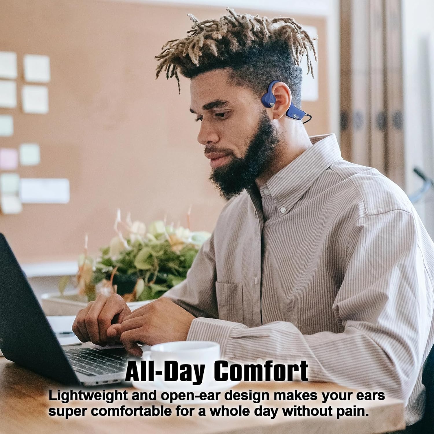 YouthWhisper YouthWhisper Bone Conduction Headphones Wireless Sport Earphones with Mic Sweatproof Open Ear Design for Running Cycling and Workouts - View 3 of 9