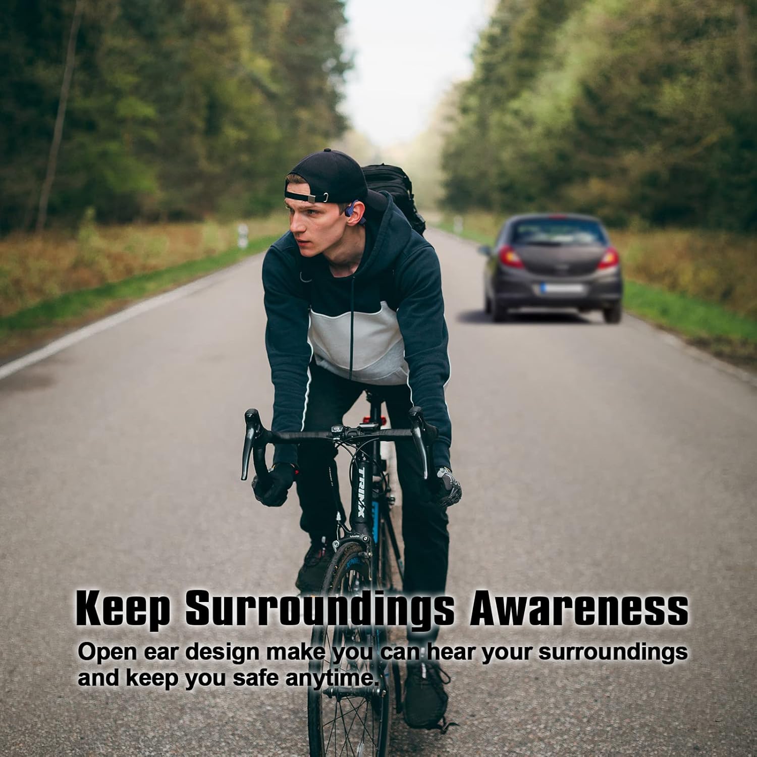 YouthWhisper YouthWhisper Bone Conduction Headphones Wireless Sport Earphones with Mic Sweatproof Open Ear Design for Running Cycling and Workouts - View 4 of 9