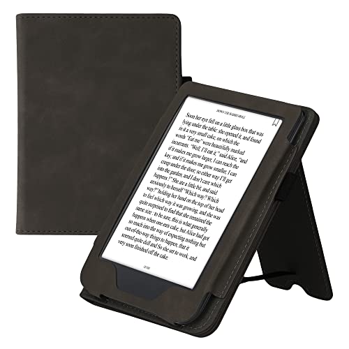 kwmobile KWMobile Dark Grey Faux Nubuck Leather Case for Kobo Clara 2E & Tolino Shine 4 - Stylish e-Reader Flip Cover - View 2 of 10