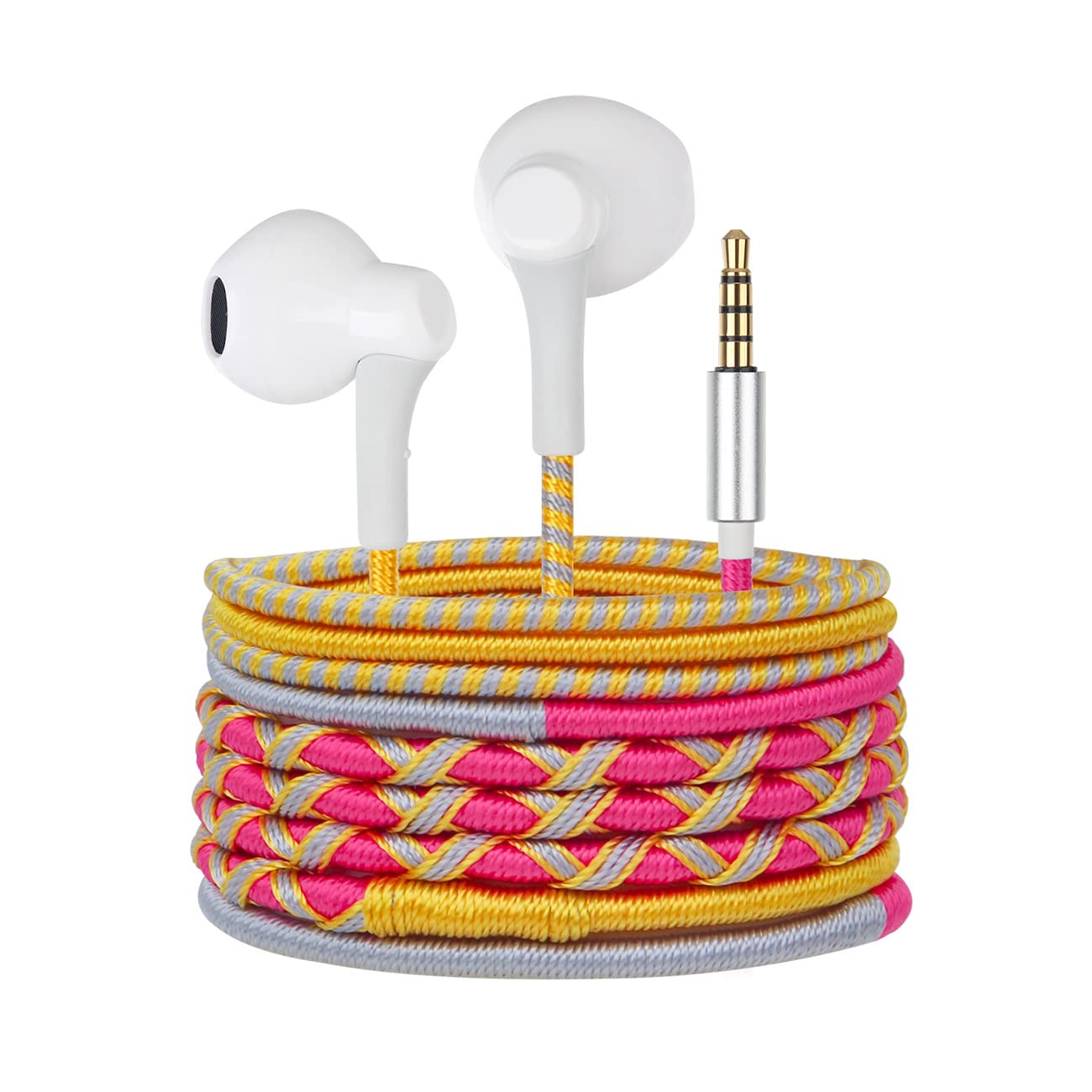 URIZONS URIZONS Music Earphones Wired Headphones Colorful Nylon Braided Earbuds with Mic Tangle Free for Girls iPhone Android Cellphones - View 2 of 5