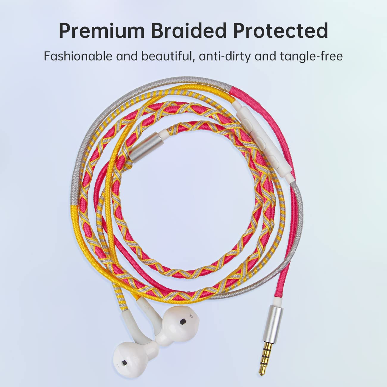 URIZONS URIZONS Music Earphones Wired Headphones Colorful Nylon Braided Earbuds with Mic Tangle Free for Girls iPhone Android Cellphones - View 5 of 5