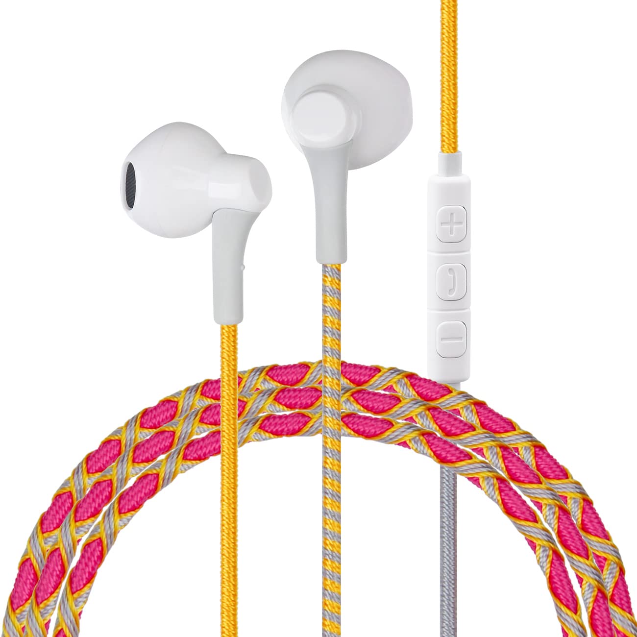 URIZONS URIZONS Music Earphones Wired Headphones Colorful Nylon Braided Earbuds with Mic Tangle Free for Girls iPhone Android Cellphones