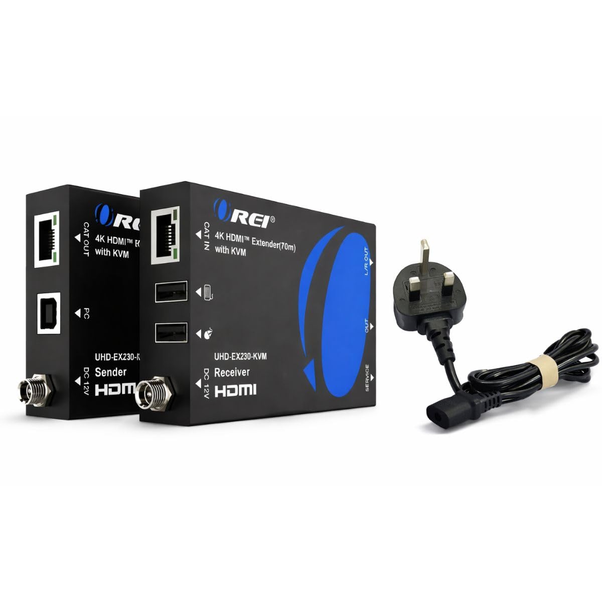 OREI KVM 4K HDMI Over Ethernet Extender Balun for CAT6/7 Cable with USB Ports and Power Over Cable Up to 230 Feet 4K@60Hz - View 9 of 9