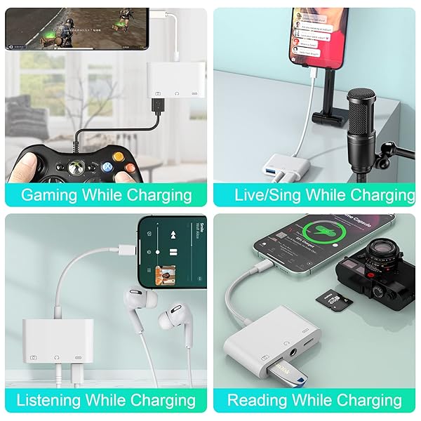 MTAKYA Buy MTAKYA 3-in-1 Lightning USB Auxiliary Adapter - Fast Charging & Audio Support - View 5 of 8