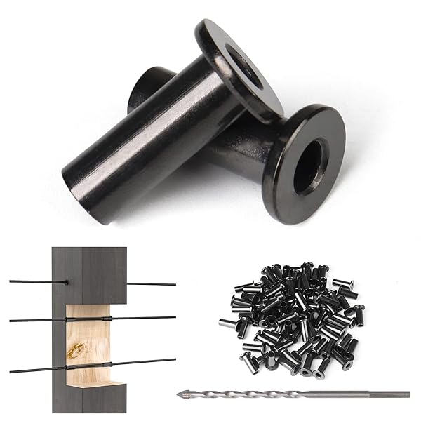 Muzata "Muzata 80 Pack Black T316 Stainless Steel Cable Railing Protector Sleeves for 1/8", 5/32", 3/16" Wire Rope - Durable Grommet Kit"