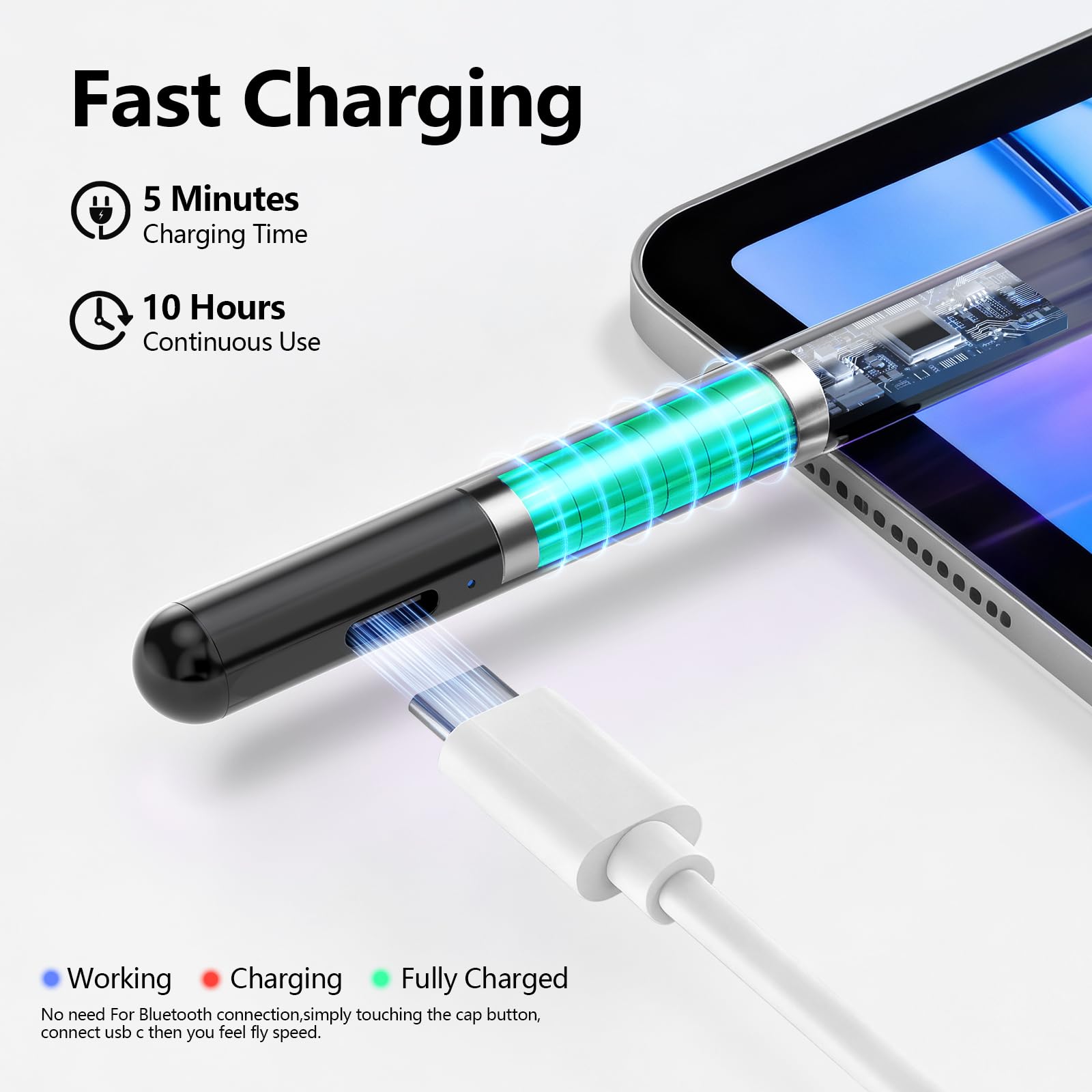 Stylus Pen for iPad with Palm Rejection Compatible with iPad Pro Air Mini for Precise Writing and Drawing 2018 to 2022 Models - View 3 of 7