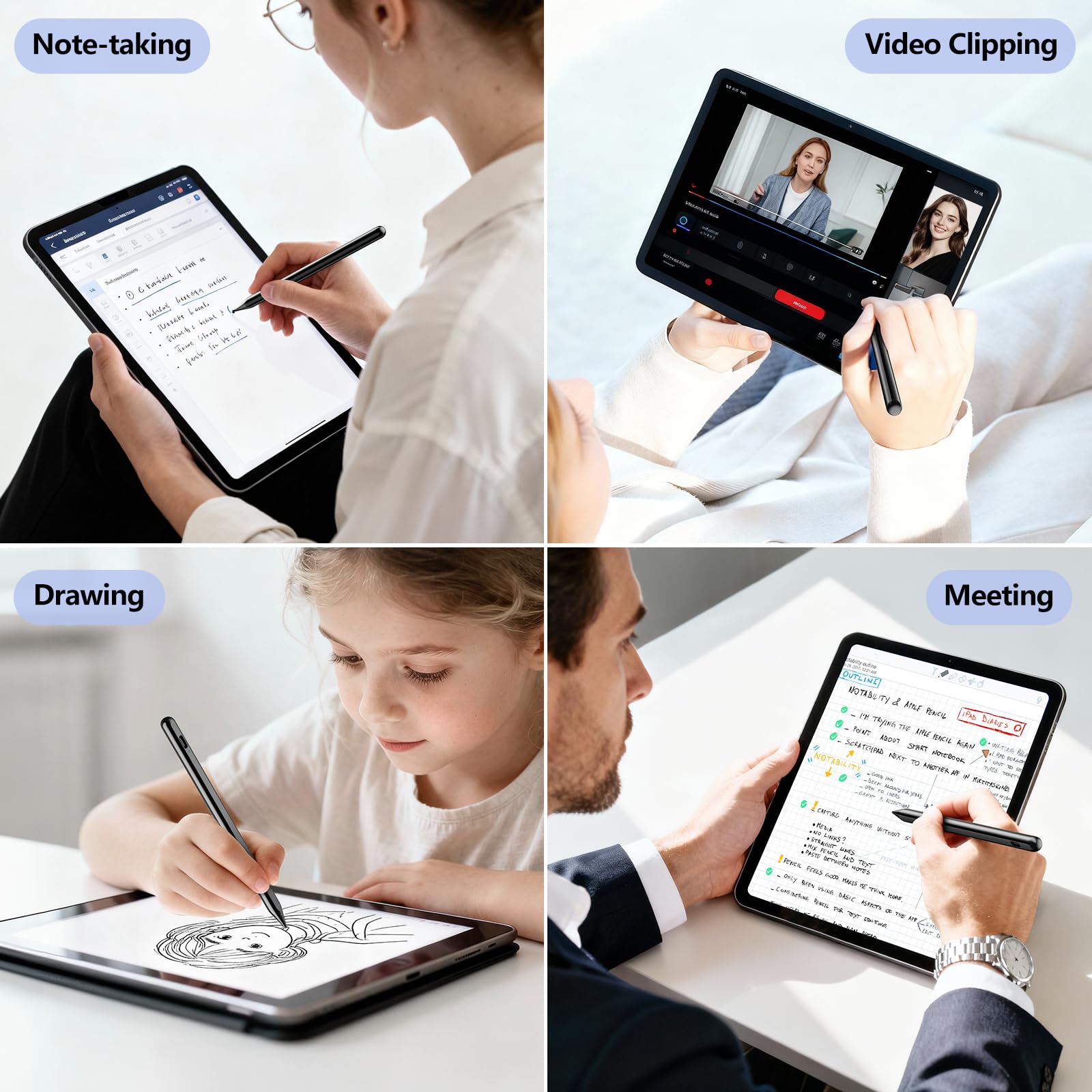 Stylus Pen for iPad with Palm Rejection Compatible with iPad Pro Air Mini for Precise Writing and Drawing 2018 to 2022 Models - View 7 of 7