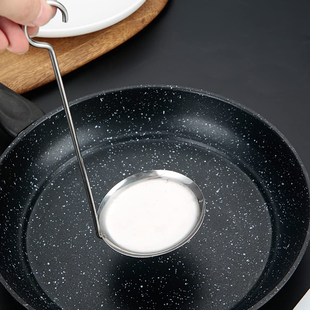 lasenersm Stainless Steel Pancake and Meatball Mold Set 2 Pieces Deep-fried Scoop with Handle 11cm Silver Kitchen Tool - View 3 of 7