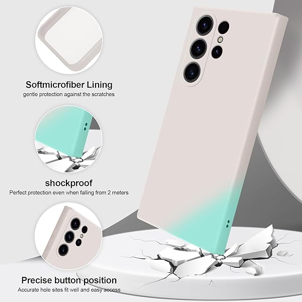 GiiYoon GiiYoon Silicone Case for Samsung Galaxy S23 Ultra 5G Full Body Soft Touch Shockproof Cover with Camera Protection Off White - View 4 of 11