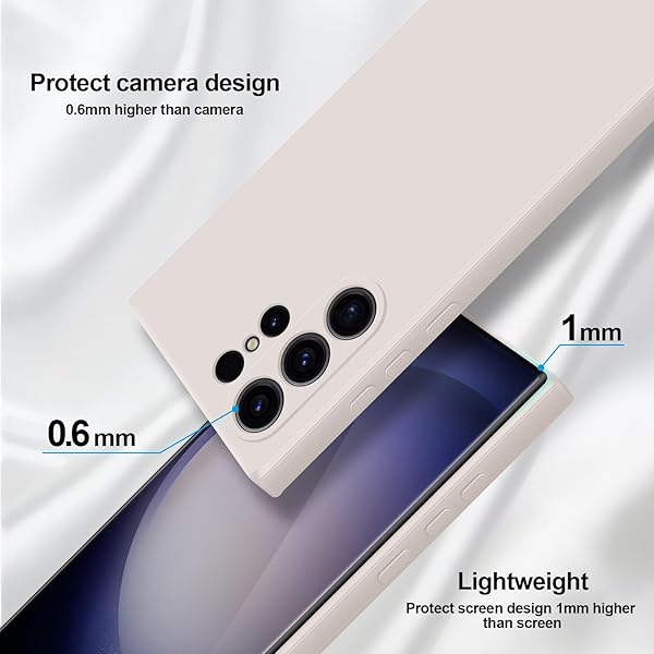 GiiYoon GiiYoon Silicone Case for Samsung Galaxy S23 Ultra 5G Full Body Soft Touch Shockproof Cover with Camera Protection Off White - View 5 of 11