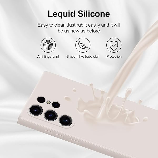 GiiYoon GiiYoon Silicone Case for Samsung Galaxy S23 Ultra 5G Full Body Soft Touch Shockproof Cover with Camera Protection Off White - View 6 of 11