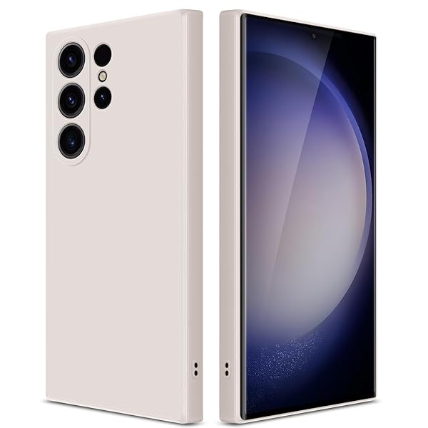 GiiYoon GiiYoon Silicone Case for Samsung Galaxy S23 Ultra 5G Full Body Soft Touch Shockproof Cover with Camera Protection Off White - View 3 of 11