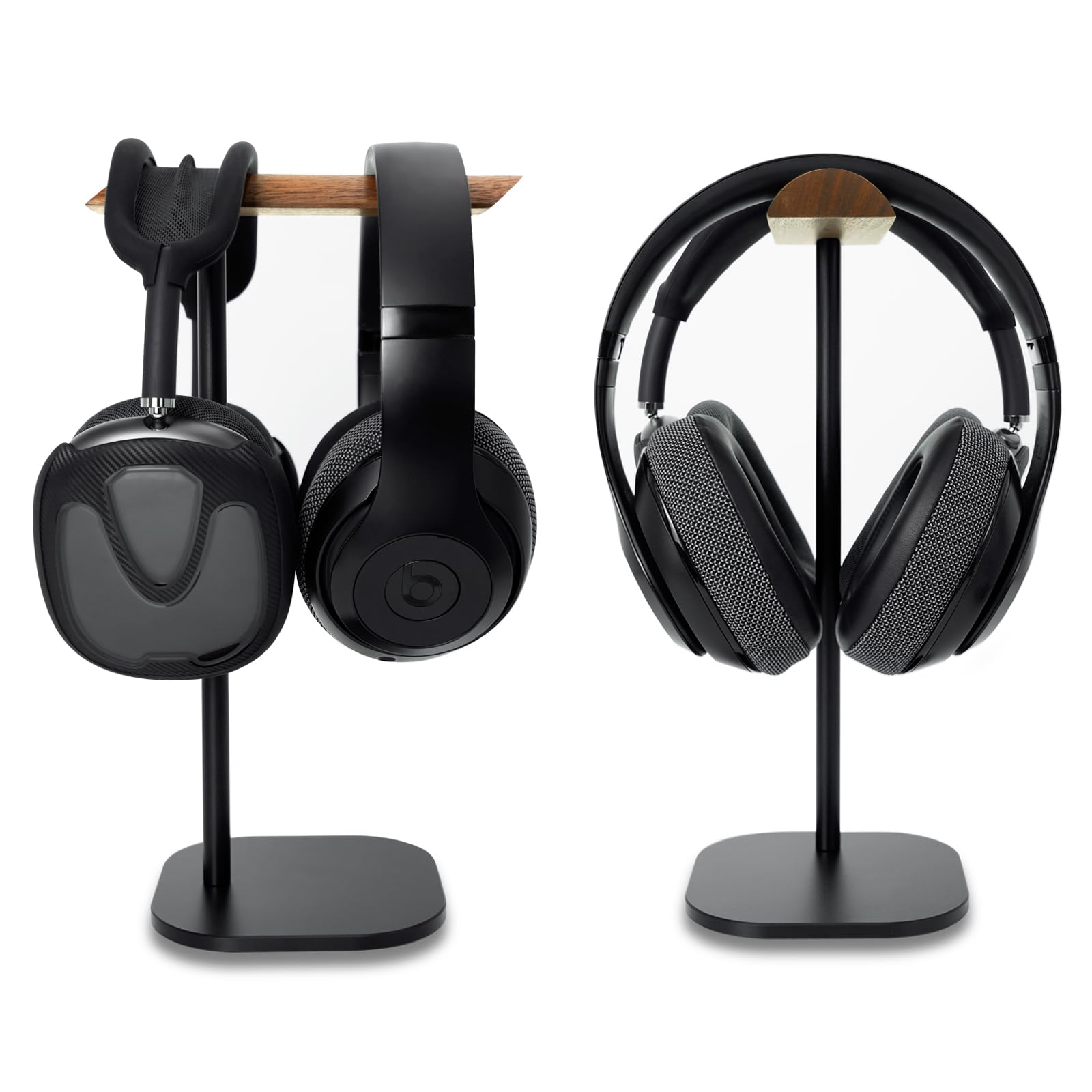 Gvoears Upgraded Headphone Stand, Walnut Wood Headphone Stands Headset Holder for Desk, Support Dual Headsets Suspension, Aluminum Alloy Support Rod - View 2 of 7