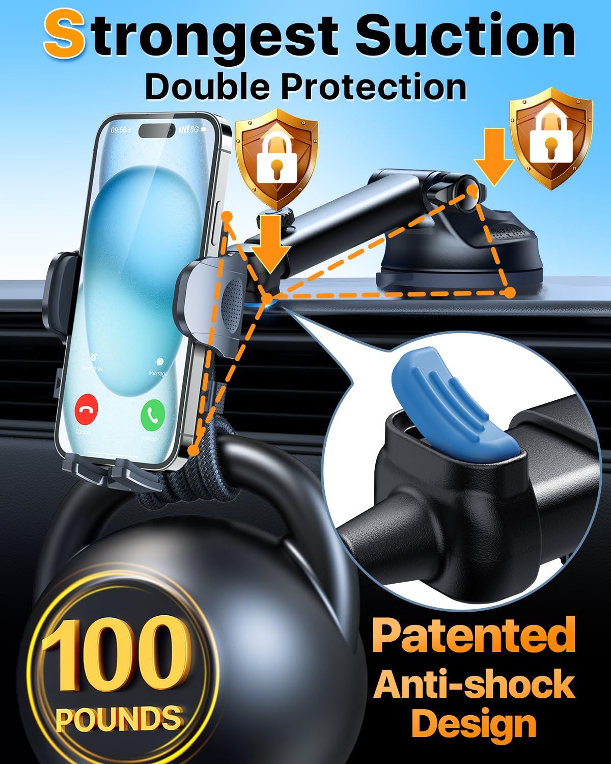 2026 Ultimate Best?True Military-Grade and Safety Cert?Car Phone Holder HTU?Upgraded 5-in-1 and 100+LBS Strongest Suction?360 Rotation Truck - View 3 of 9
