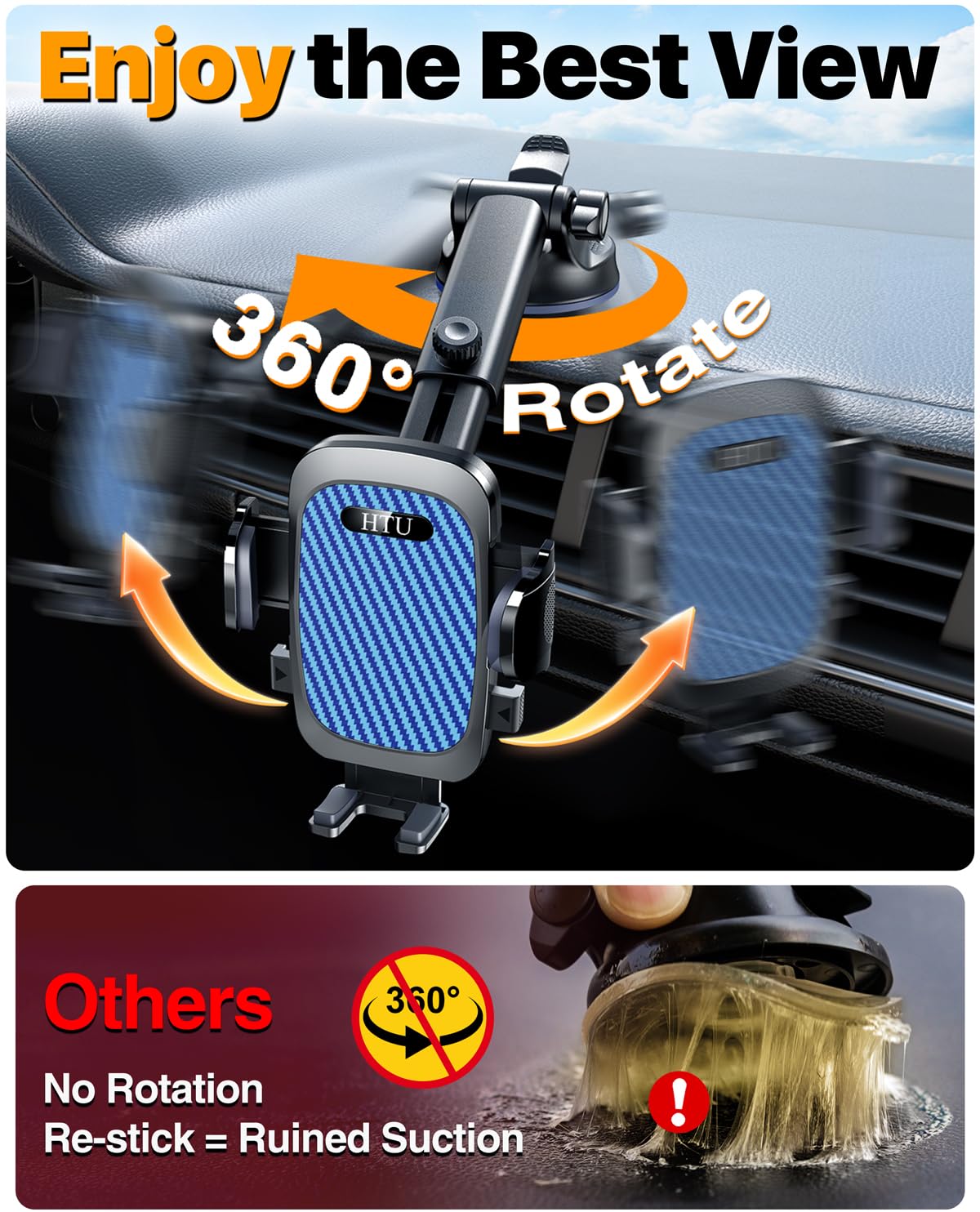 2026 Ultimate Best?True Military-Grade and Safety Cert?Car Phone Holder HTU?Upgraded 5-in-1 and 100+LBS Strongest Suction?360 Rotation Truck - View 4 of 9