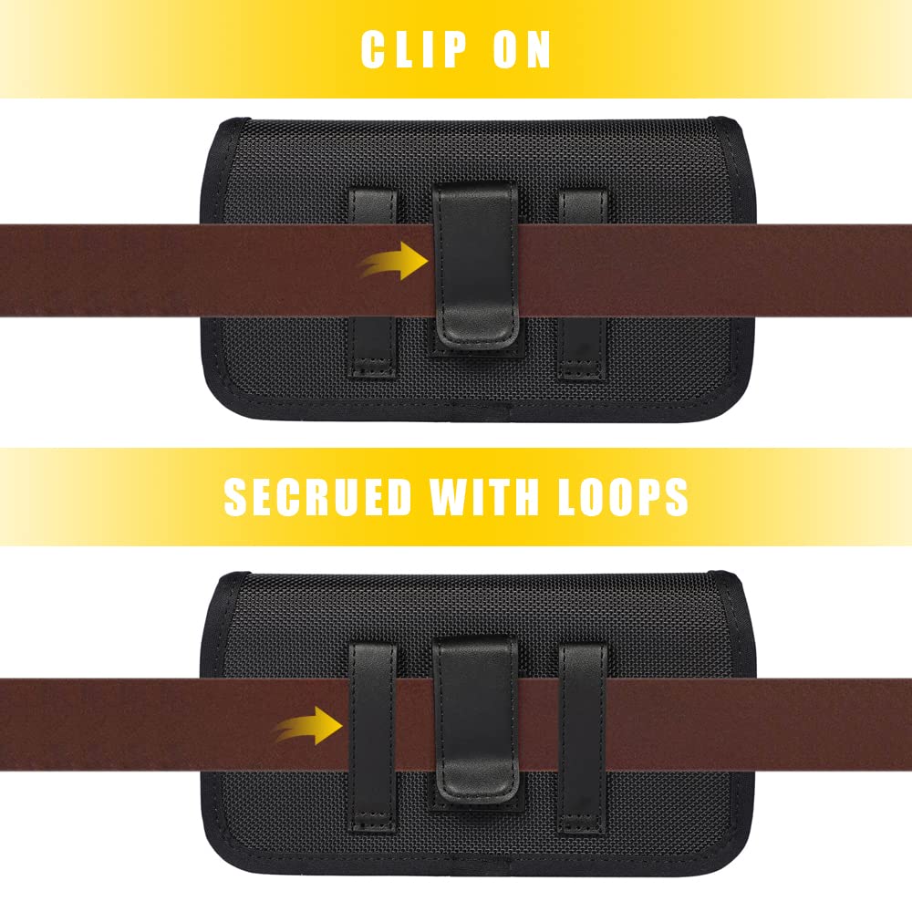 Rugged Nylon Cell Phone Holster for Samsung S25 Ultra S24 Ultra S23 Ultra, Galaxy A16 A14 A12 A13 A06 A03S A23 A32 5G, Moto G Power G 5G (2025 2024) - View 5 of 6