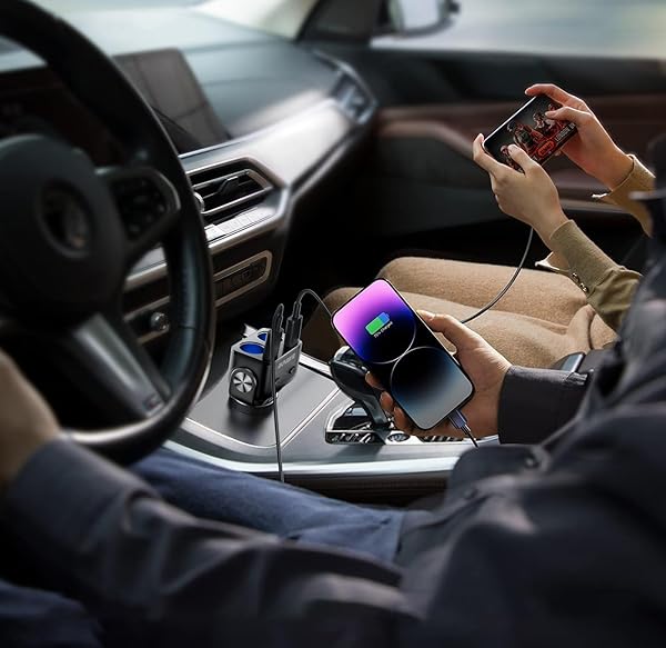 BUVAYE BUVAYE 5-in-1 USB C Car Charger Adapter: Fast Charge Dual Socket Splitter for GPS, Dash Cam & Phone (12V/24V) - View 9 of 9