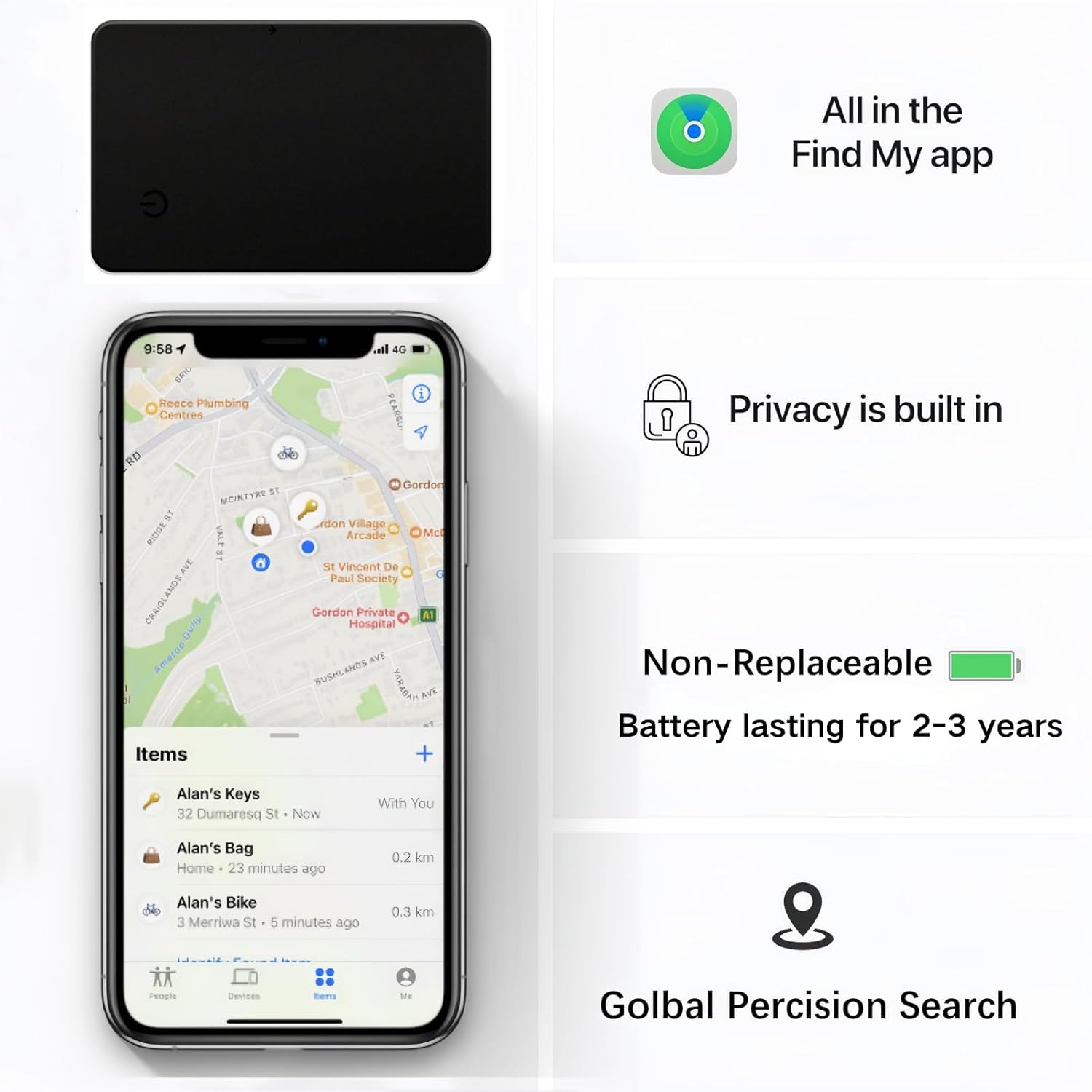 Nutale Nutale Air Smart Card Wallet Finder Thin Bluetooth Tracker for FindMy APP iOS Item Locator for Wallet Luggage Tags IP65 Water Resistant - View 4 of 9