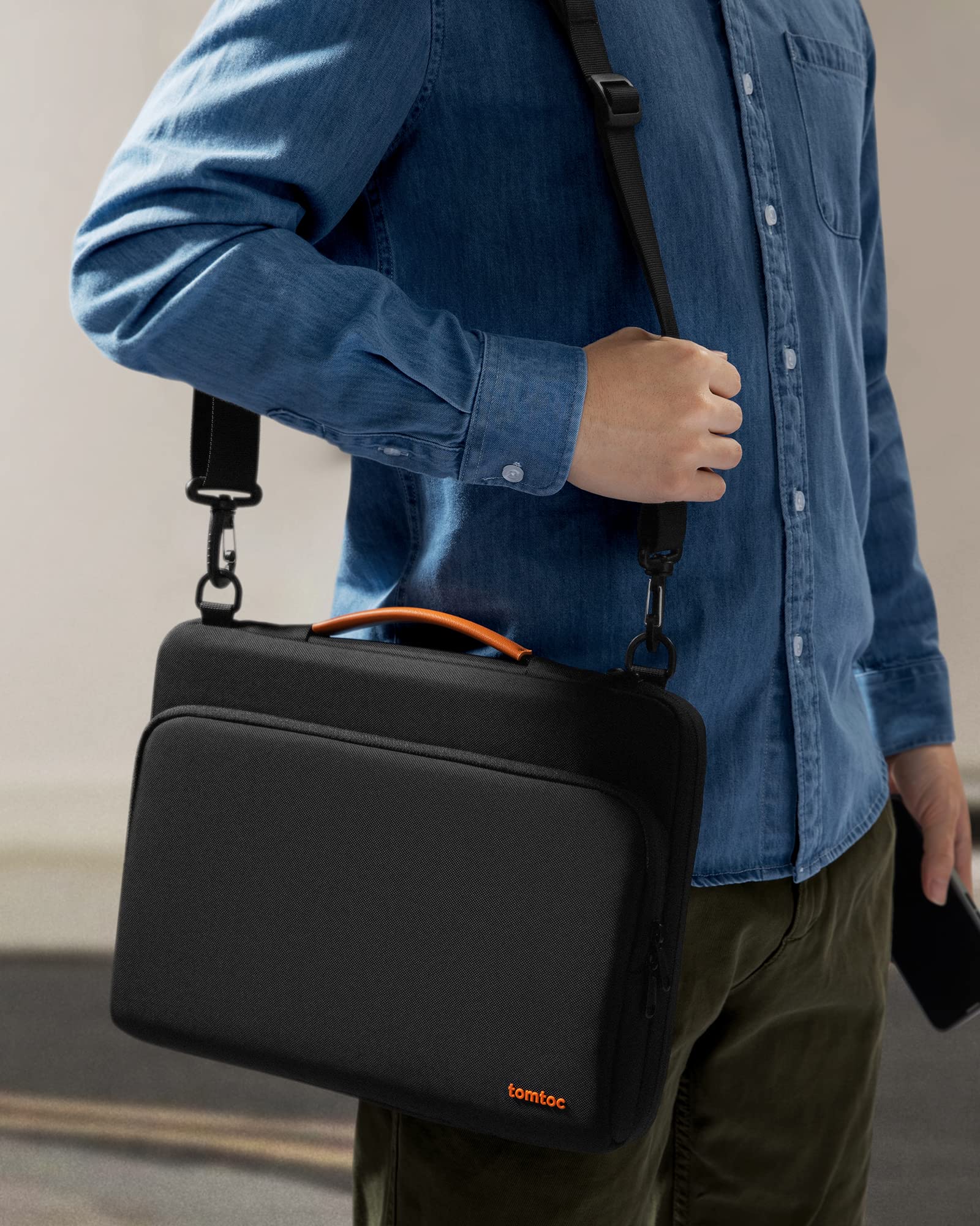 tomtoc 360 Protective Laptop Shoulder Bag for MacBook Pro Razer Blade Dell Inspiron Water-Resistant Case for 16-inch Laptops - View 2 of 9