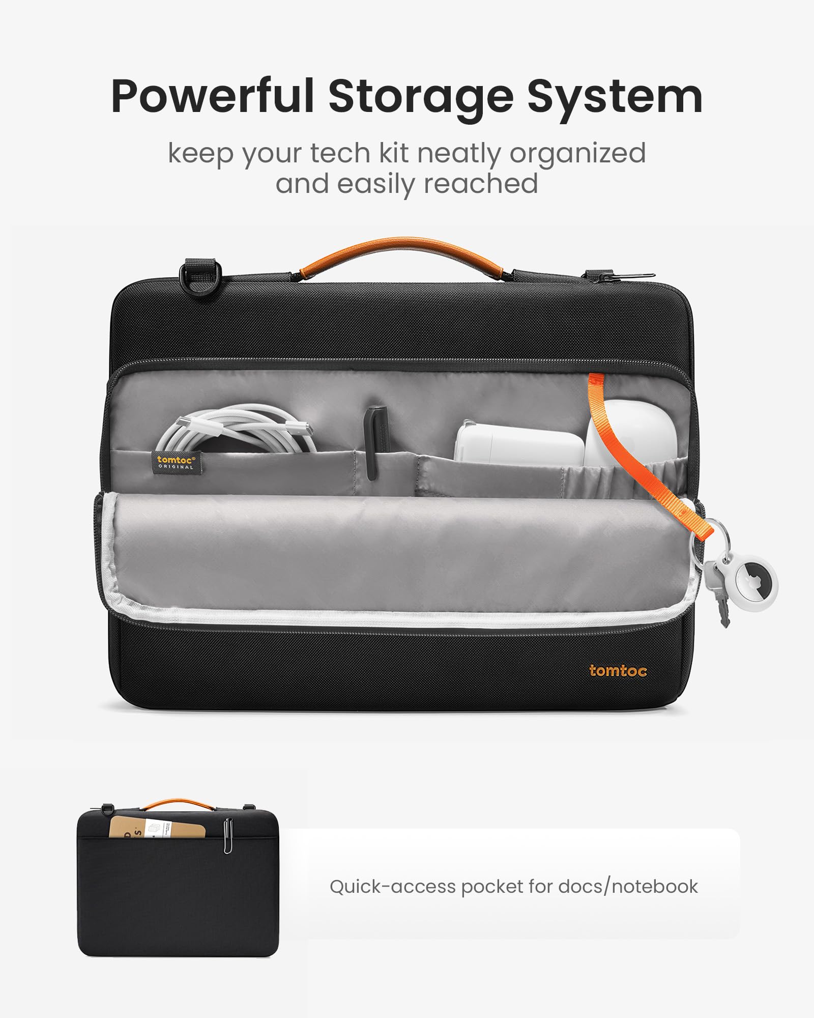 tomtoc 360 Protective Laptop Shoulder Bag for MacBook Pro Razer Blade Dell Inspiron Water-Resistant Case for 16-inch Laptops - View 3 of 9