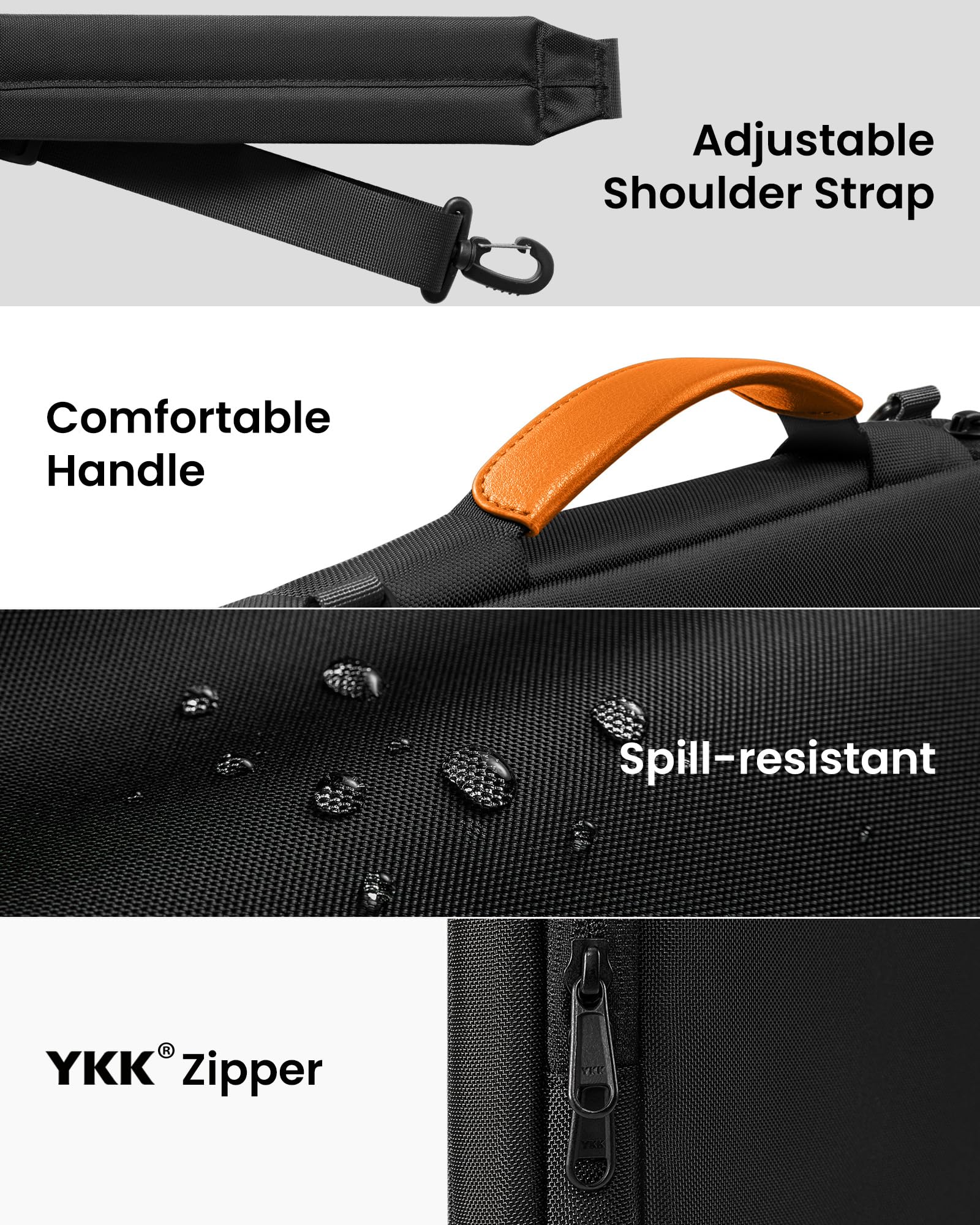 tomtoc 360 Protective Laptop Shoulder Bag for MacBook Pro Razer Blade Dell Inspiron Water-Resistant Case for 16-inch Laptops - View 9 of 9