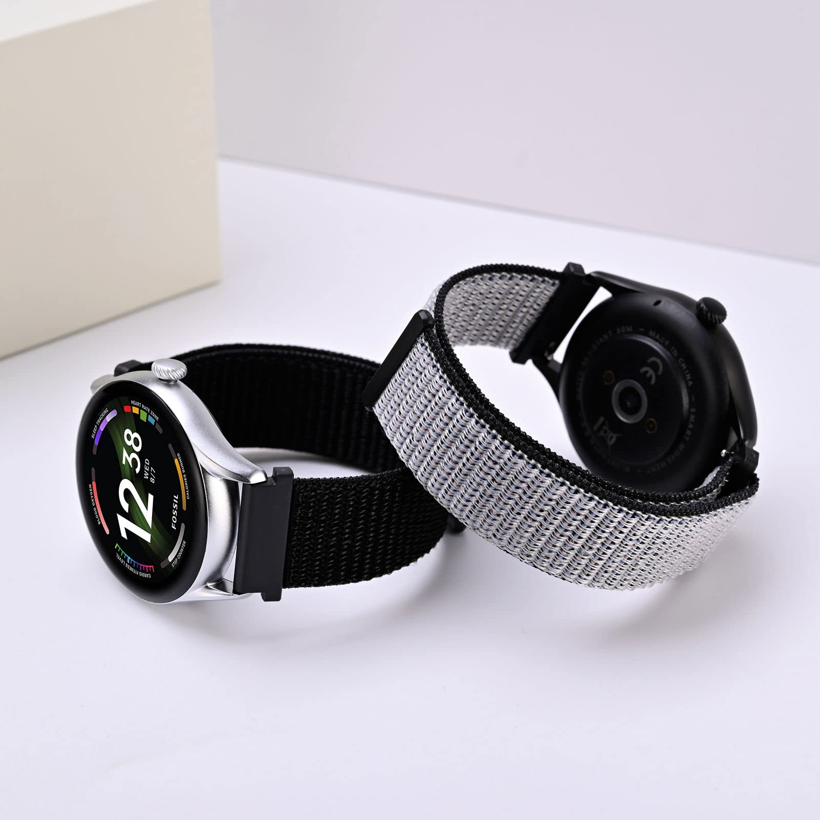 ANNEFIT Nylon Sport Loop Watch Bands 20mm Quick Release Adjustable Strap for Men Women Black Army Green 2 Packs - View 2 of 8