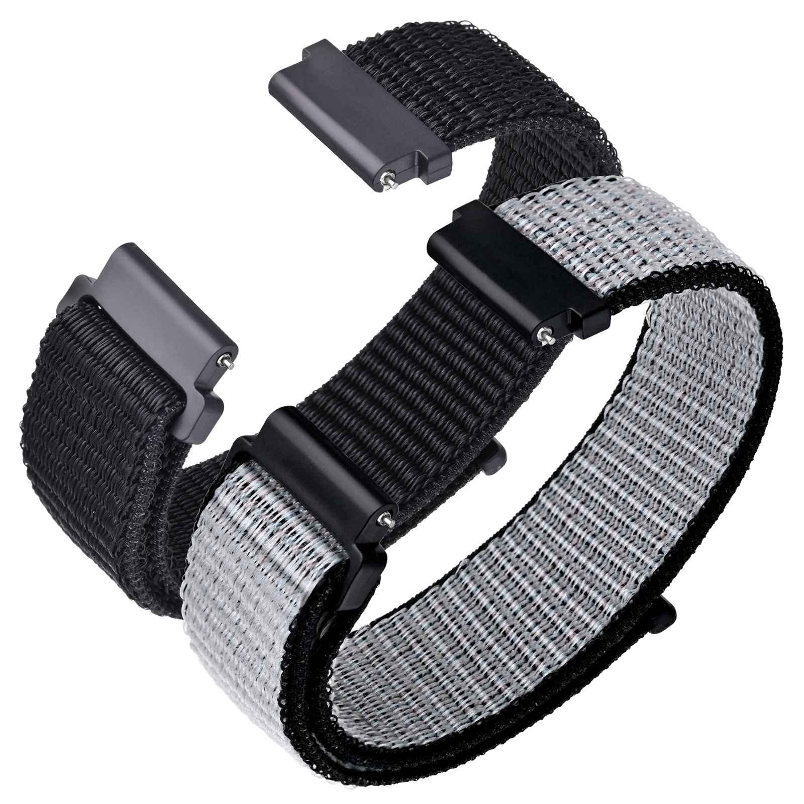 ANNEFIT Nylon Sport Loop Watch Bands 20mm Quick Release Adjustable Strap for Men Women Black Army Green 2 Packs