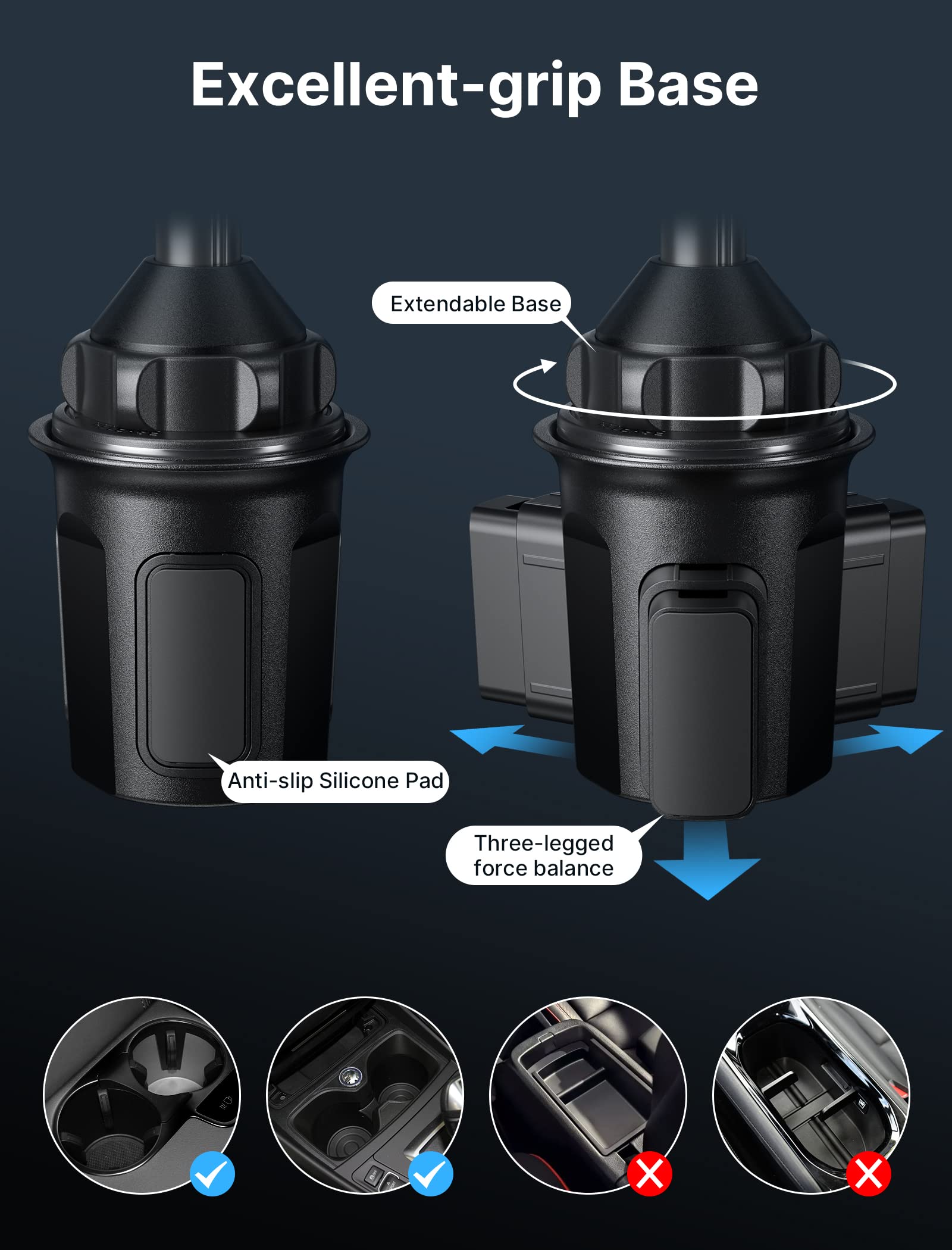 JSAUX Multi-Adjustable Cup Phone Holder for Car Compatible with iPhone Samsung Galaxy Google Pixel and Other Smartphones - View 5 of 7