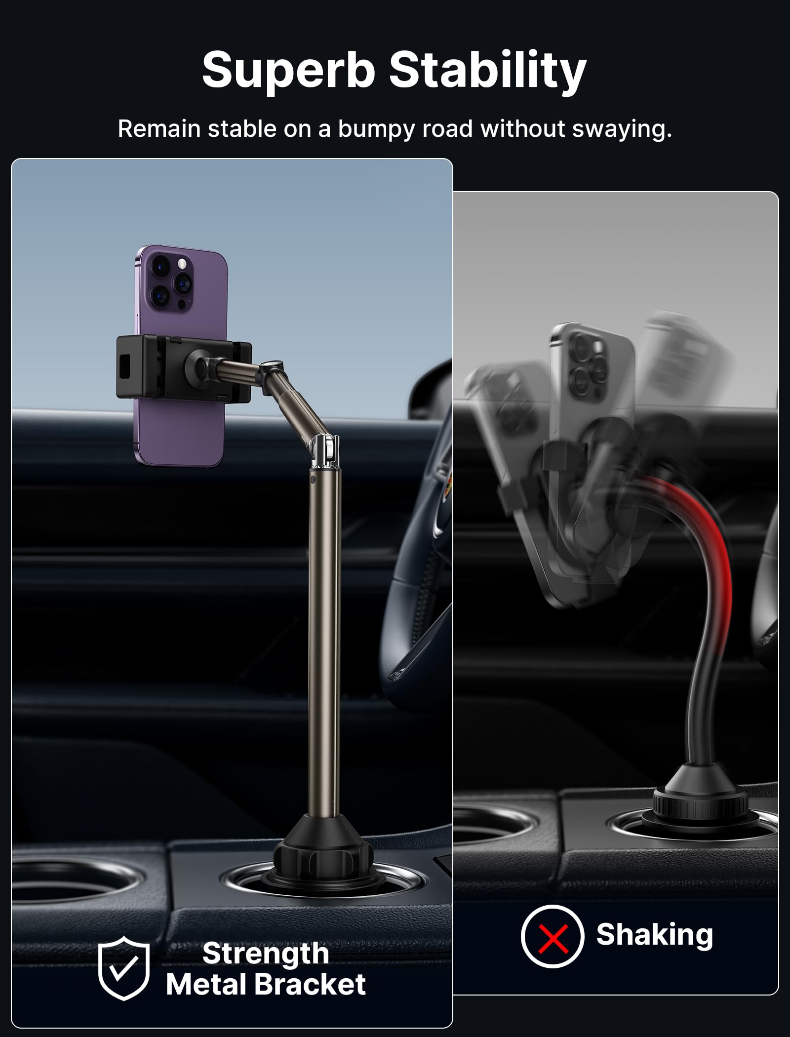 JSAUX Multi-Adjustable Cup Phone Holder for Car Compatible with iPhone Samsung Galaxy Google Pixel and Other Smartphones - View 6 of 7