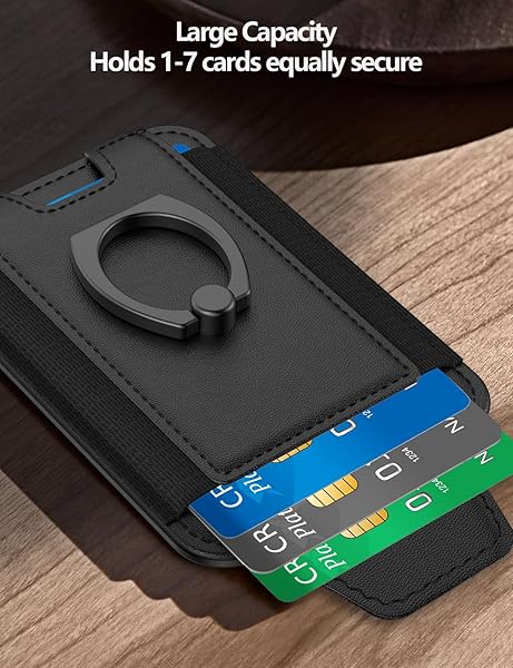 ExtreLife Magsafe Wallet with Grip 6 Card Holder Strong Magnetic Card Wallet for iPhone 16 15 14 13 12 Leather RFID Blocking Black - View 4 of 11