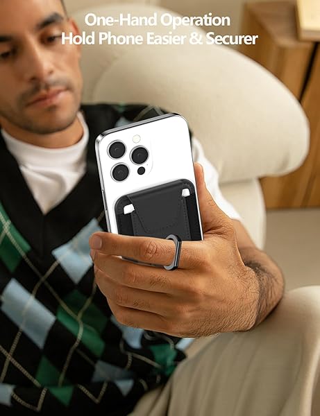 ExtreLife Magsafe Wallet with Grip 6 Card Holder Strong Magnetic Card Wallet for iPhone 16 15 14 13 12 Leather RFID Blocking Black - View 6 of 11