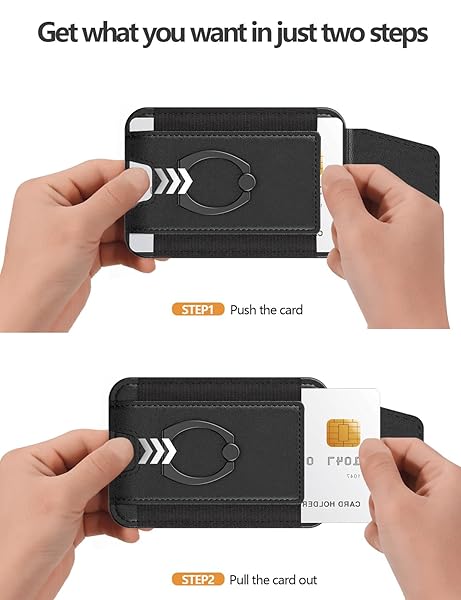 ExtreLife Magsafe Wallet with Grip 6 Card Holder Strong Magnetic Card Wallet for iPhone 16 15 14 13 12 Leather RFID Blocking Black - View 9 of 11