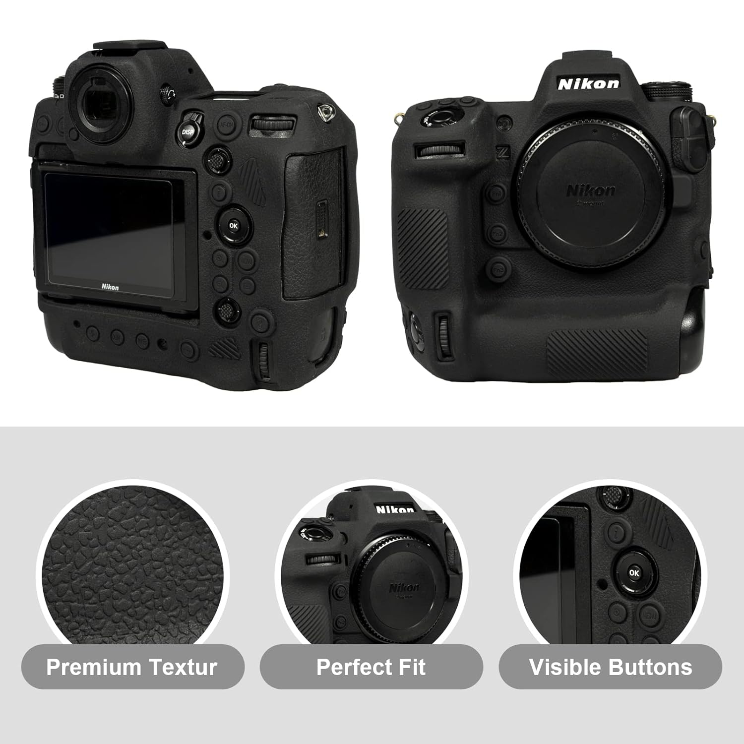 Easy Hood Easy Hood Camera Case for Nikon Z9 Anti Scratch Soft Silicone Rubber Protective Cover Black - View 5 of 8