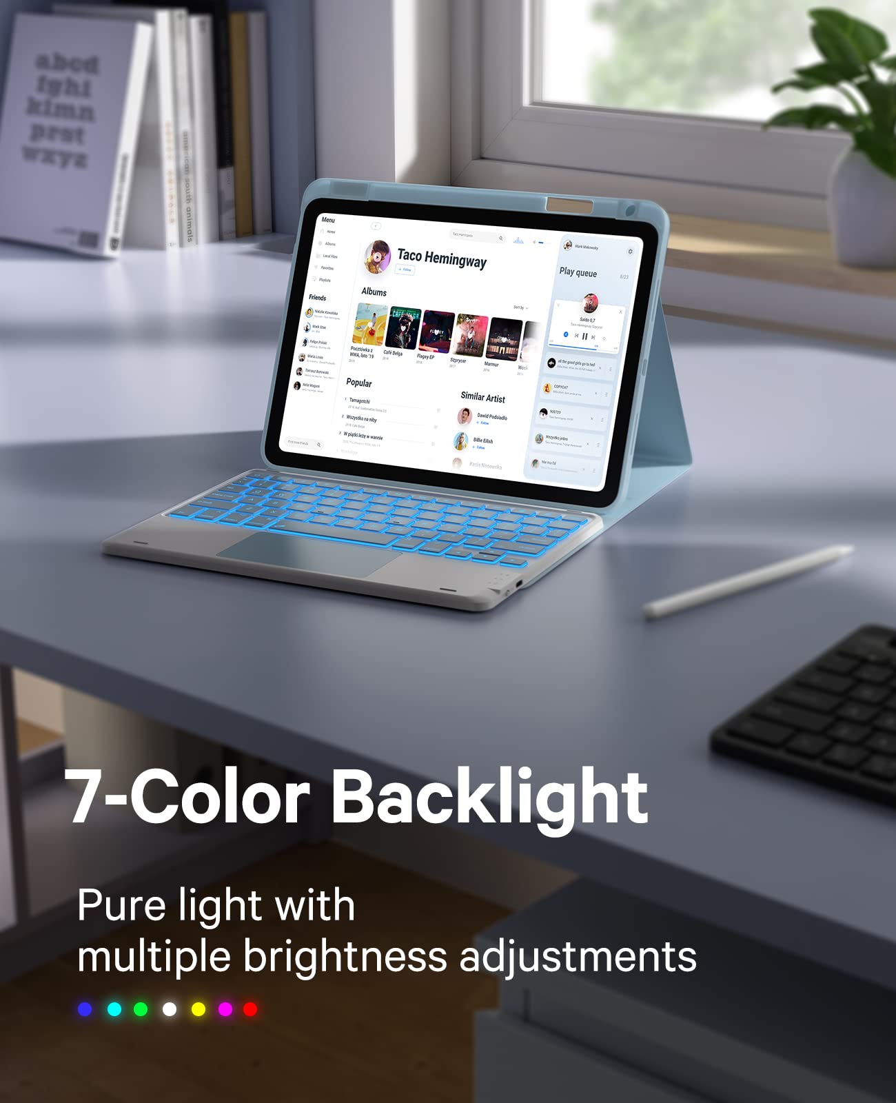 GreenLaw iPad Air 5th Generation Case with Keyboard and Backlit Touchpad Light Sky Blue for iPad Air 5th Gen 2022 and Air 4th Gen 2020 - View 2 of 7