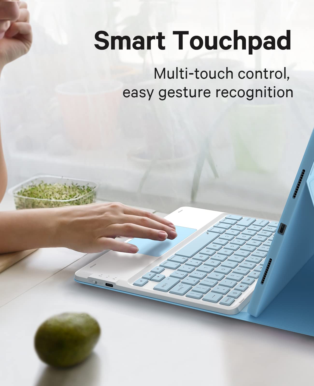 GreenLaw iPad Air 5th Generation Case with Keyboard and Backlit Touchpad Light Sky Blue for iPad Air 5th Gen 2022 and Air 4th Gen 2020 - View 3 of 7