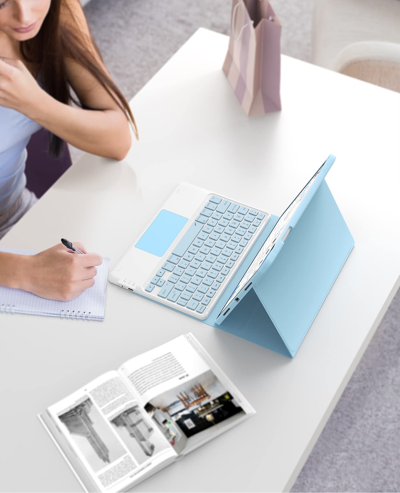 GreenLaw iPad Air 5th Generation Case with Keyboard and Backlit Touchpad Light Sky Blue for iPad Air 5th Gen 2022 and Air 4th Gen 2020 - View 6 of 7