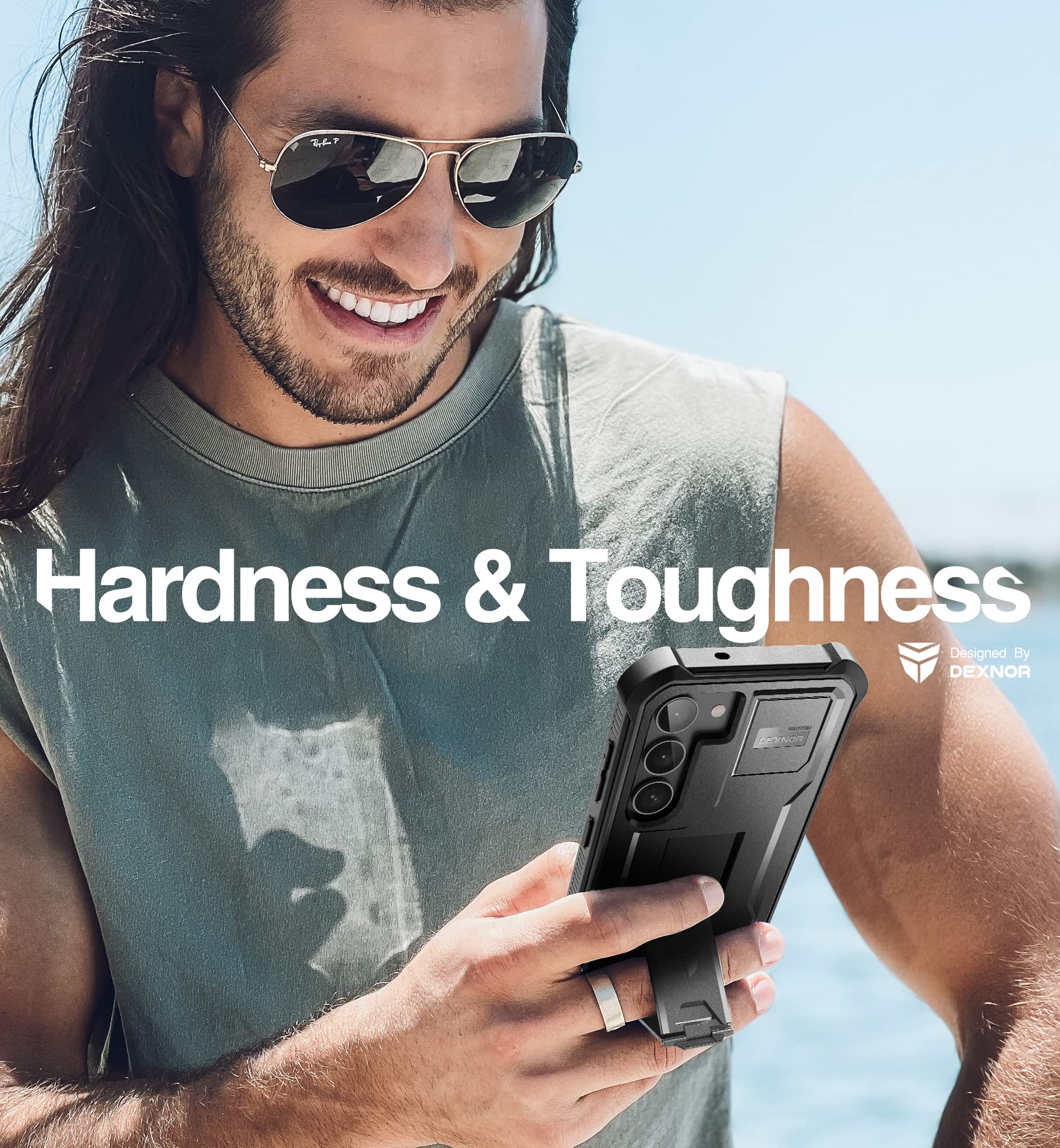 Dexnor Full Body Case for Samsung Galaxy S23 5G Heavy Duty Protection with Built-in Screen Protector and Kickstand Black - View 5 of 7