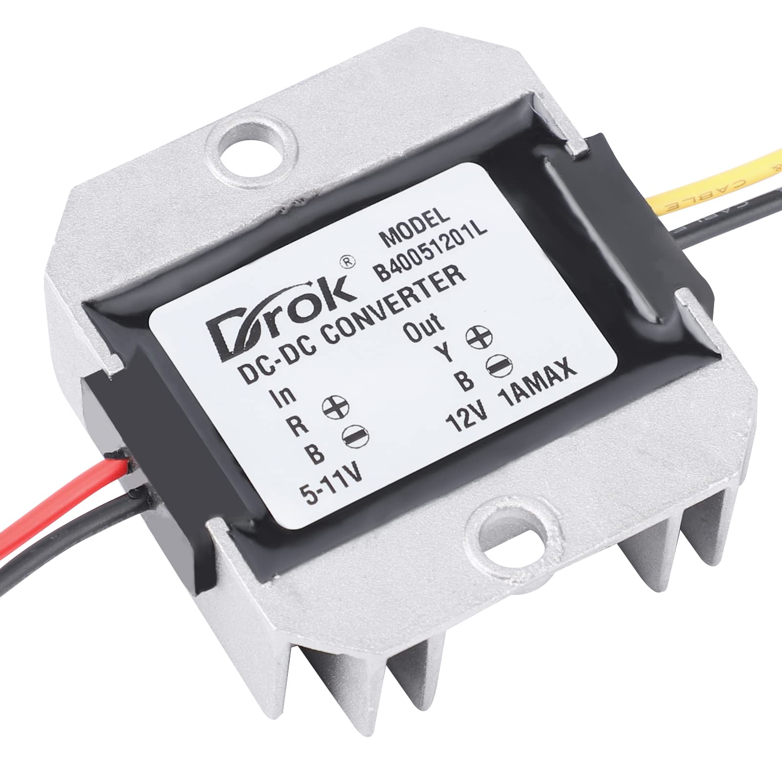 DROK DROK 5V to 12V Waterproof Step Up Converter 1A 12W Voltage Regulator for Solar Panels Power Supply - View 4 of 7