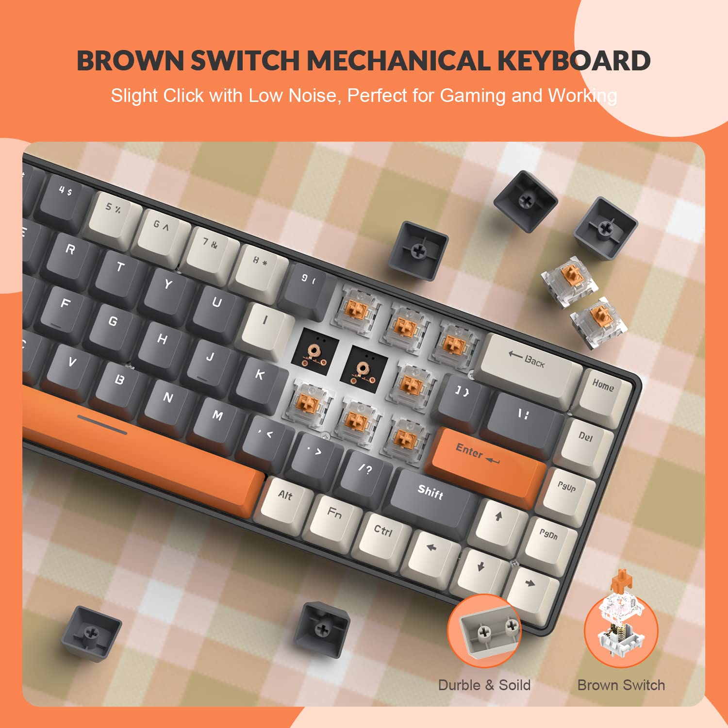 ZIYOU LANG RK-T8PR0 Wired 65% Mechanical Gaming Keyboard and Mouse with Cloud Wrist Rest RGB Backlit Anti-ghosting TKL Mini Coiled Cable Tactile - View 4 of 9