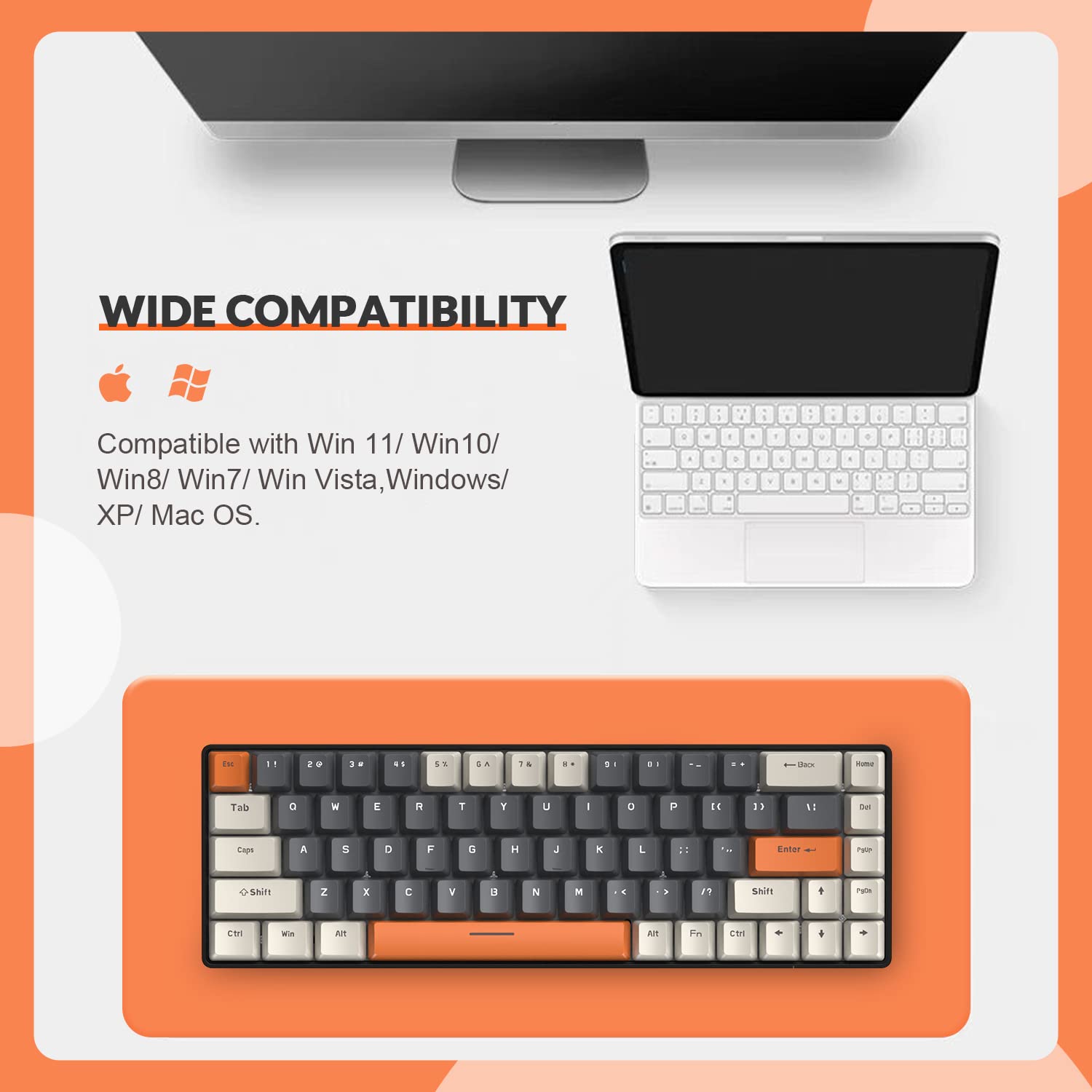 ZIYOU LANG RK-T8PR0 Wired 65% Mechanical Gaming Keyboard and Mouse with Cloud Wrist Rest RGB Backlit Anti-ghosting TKL Mini Coiled Cable Tactile - View 8 of 9