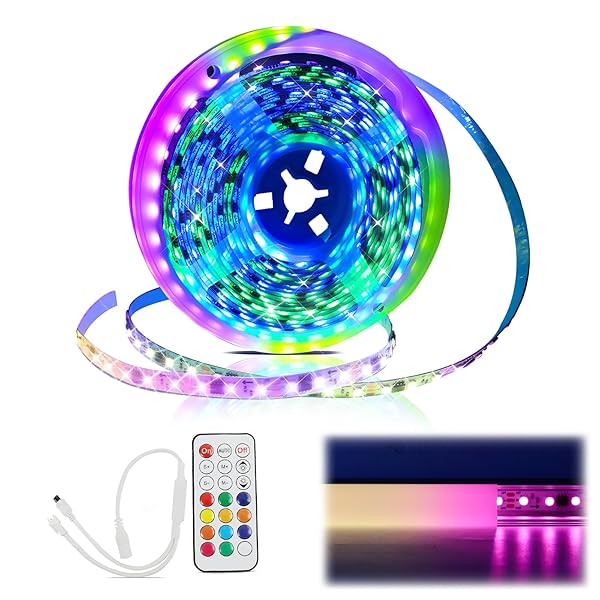 Muzata Shop Muzata 16.4FT RGB LED Strip Light with 96 LEDs/M - High Density Neon Lighting Effect & LED Channel U108 U103 LC31