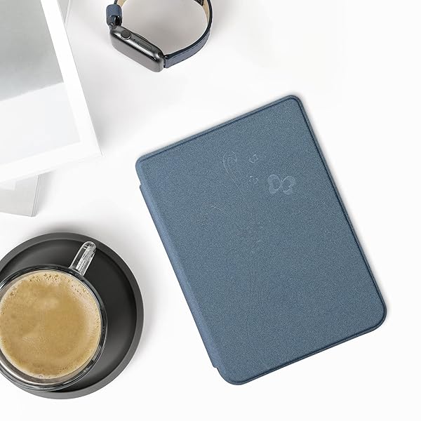kwmobile KWMobile Butterfly Tendril Case for Kobo Clara 2E & Tolino Shine 4 - Stylish eReader Cover in Dark Blue - View 4 of 10